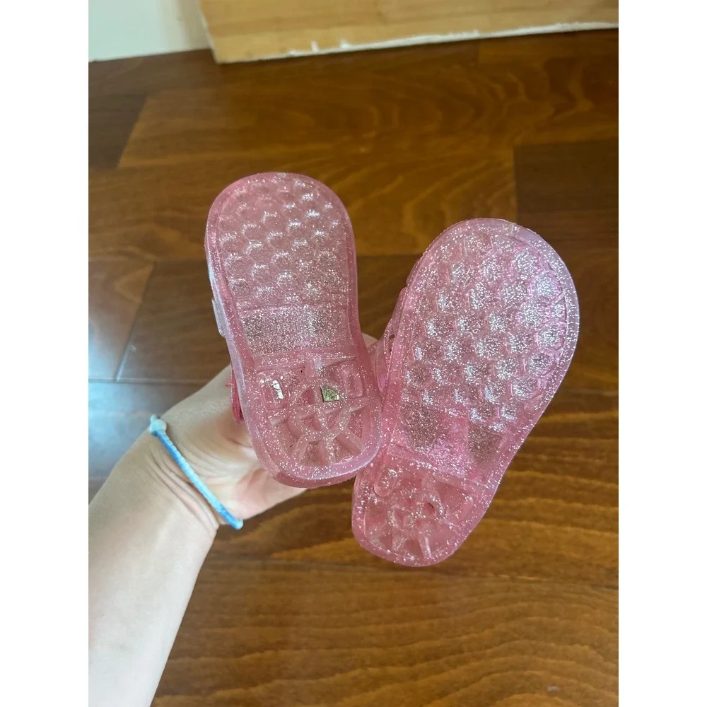 OshKosh B'gosh Marie‎ Pink Glitter Jelly Sandals Fisherman Shoes Toddler Size 5M